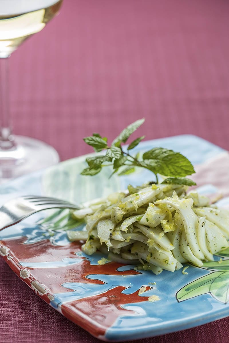 Insalata tiepida di seppie, con meticcia fresca